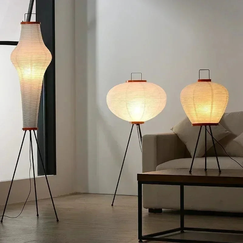 Noguchi Akari Rice Paper Floor Light Japanese Wabi Sabi Vintage Standing Lamp for Bedroom Living Room House Bedside Decoration