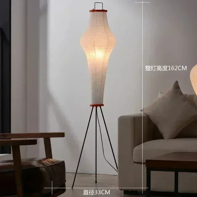 Noguchi Akari Rice Paper Floor Light Japanese Wabi Sabi Vintage Standing Lamp for Bedroom Living Room House Bedside Decoration