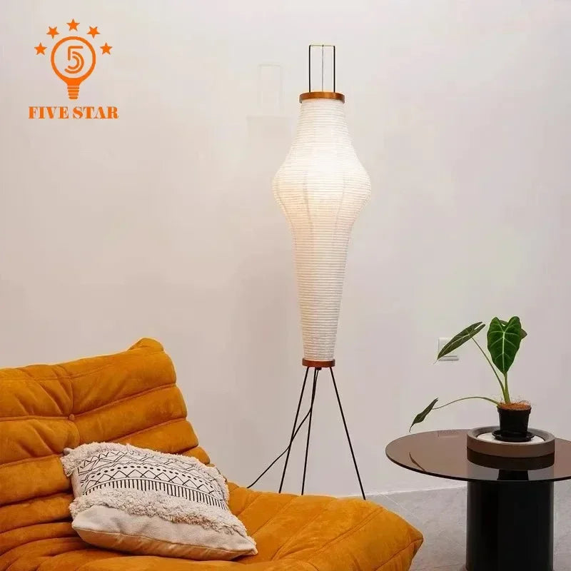 Noguchi Akari Rice Paper Floor Light Japanese Wabi Sabi Vintage Standing Lamp for Bedroom Living Room House Bedside Decoration