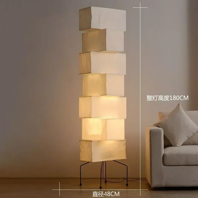 Noguchi Akari Rice Paper Floor Light Japanese Wabi Sabi Vintage Standing Lamp for Bedroom Living Room House Bedside Decoration