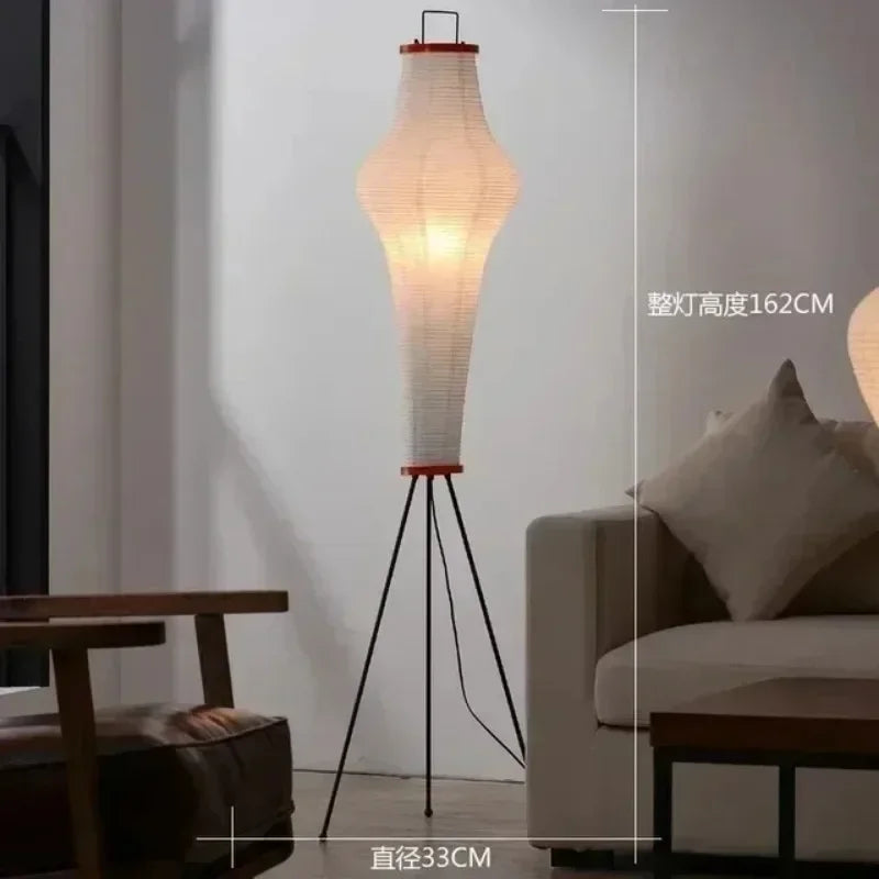 Noguchi Akari Rice Paper Floor Light Japanese Wabi Sabi Vintage Standing Lamp for Bedroom Living Room House Bedside Decoration